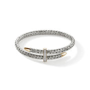 JOHN HARDY Bypass Spear Flex Cuff Sterling Silver 14K Gold & Diamond